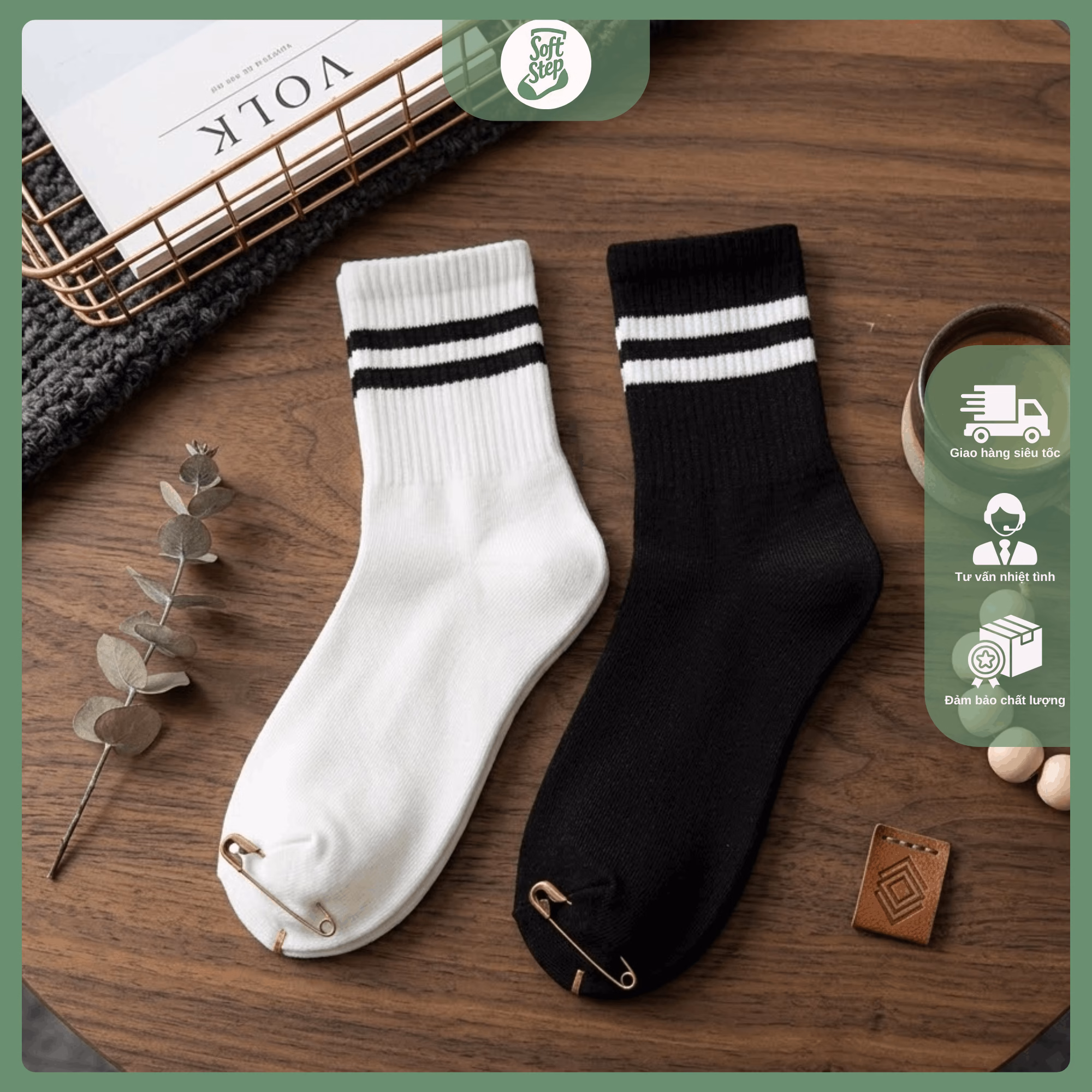 Tất cổ trung Soft Step cotton mềm mại, thoáng khí, co giãn tốt. Thiết kế sọc basic trẻ trung, dễ phối đồ hằng ngày.