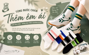 Tất cotton cổ cao Soft Step mềm mại, co giãn và thấm hút mồ hôi tốt