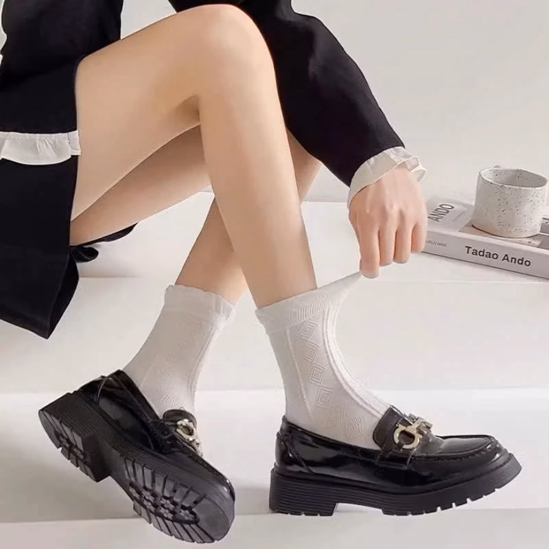Set 5 Đôi Vớ Cotton SoftStep Đính Nơ Họa Tiết Hoa Nhỏ Xinh Xắn Phong Cách Harajuku Cho Nữ