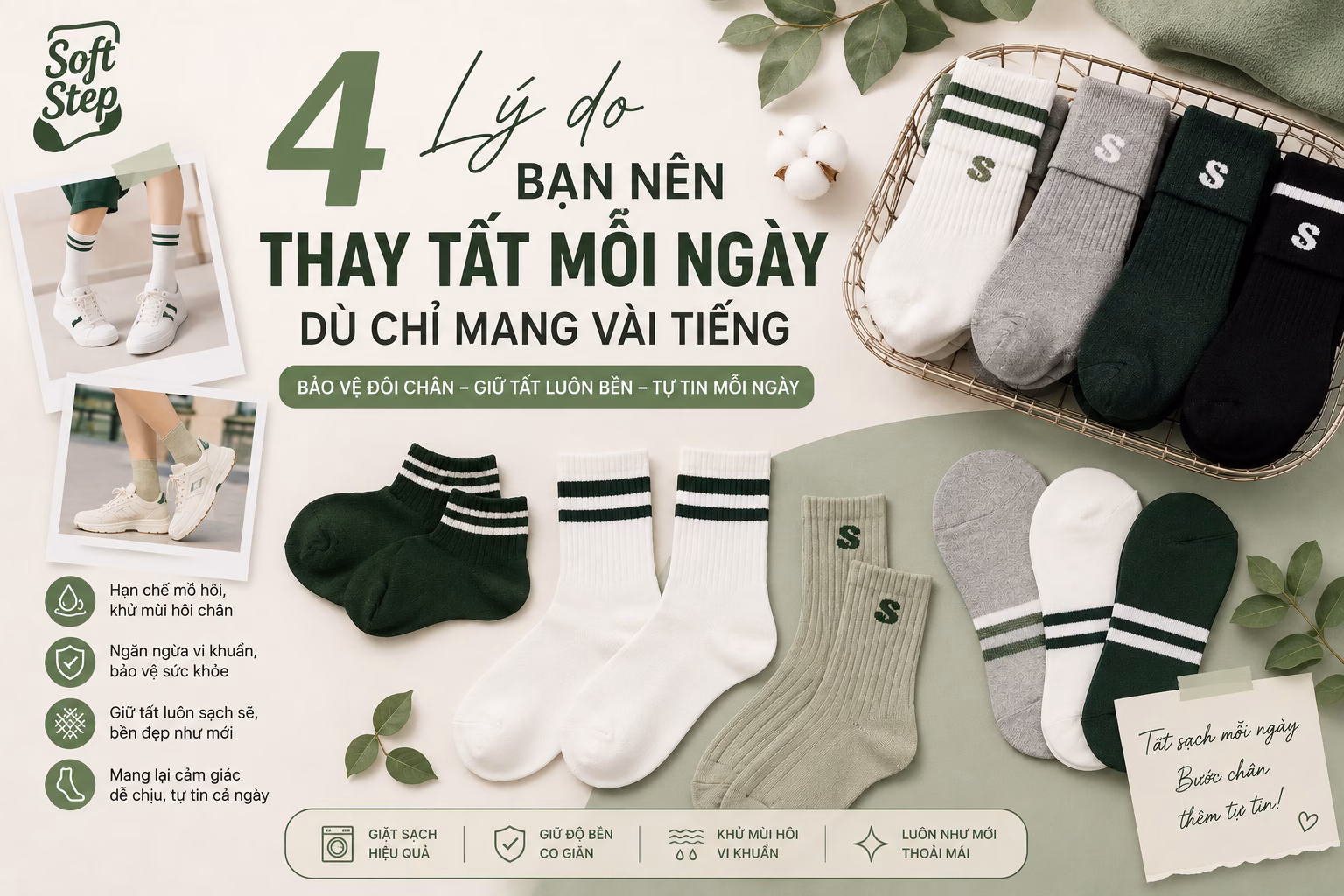 4 Lý Do Bạn Nên Thay Tất Mỗi Ngày, Dù Chỉ Mang Trong Thời Gian Ngắn
