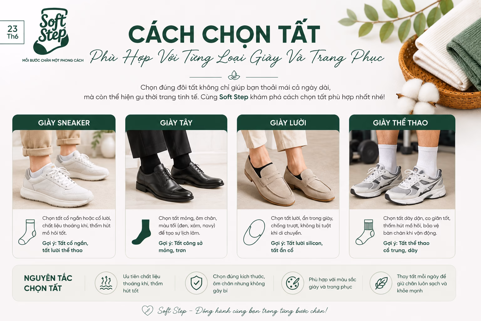 Cách Chọn Tất Phù Hợp Với Từng Loại Giày Và Trang Phục